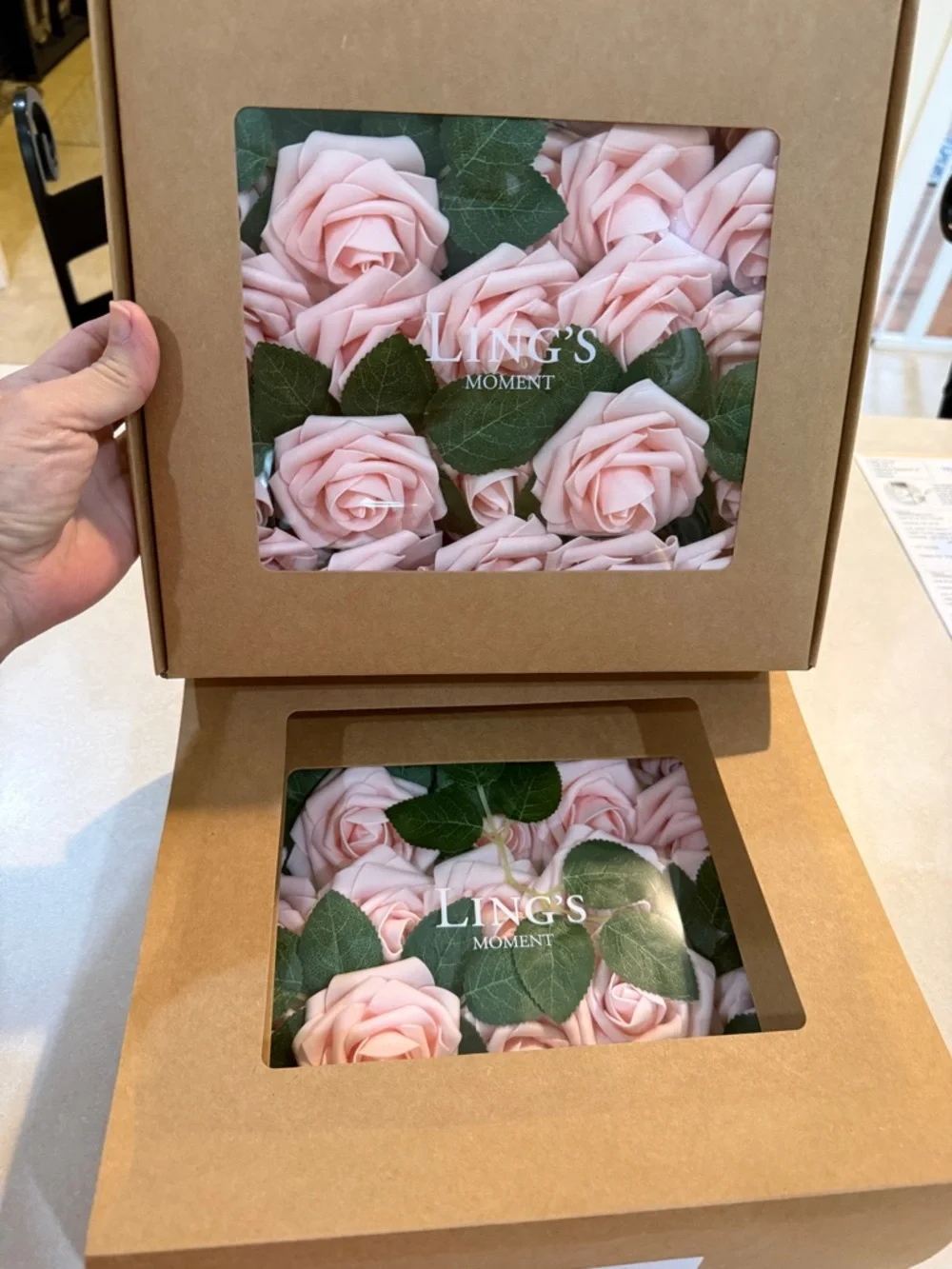 Ling's Moment Beautiful Soft Pink Faux Rose Wired Stems. Wedding Decor